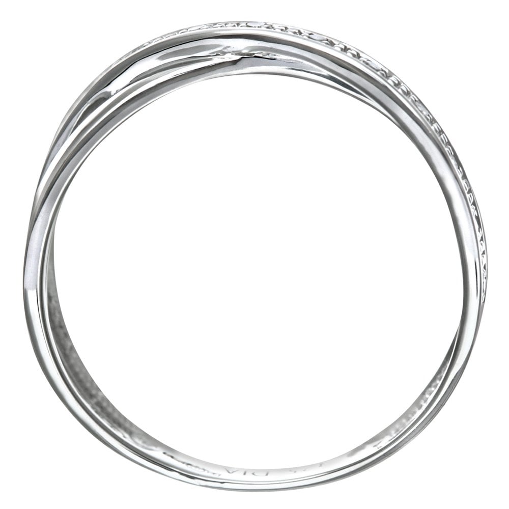 SPARKLD 9ct White Gold Diamond Crossover Ring