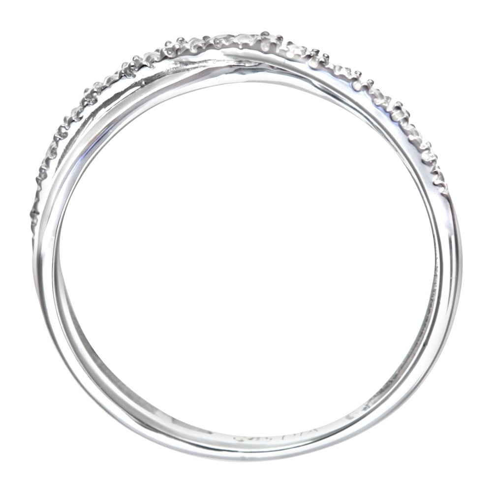 SPARKLD 9ct White Gold 0.05ct Diamond Crossover Ring