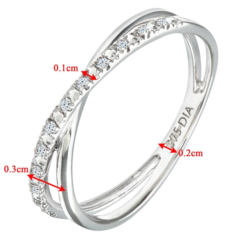 SPARKLD 9ct White Gold 0.05ct Diamond Crossover Ring