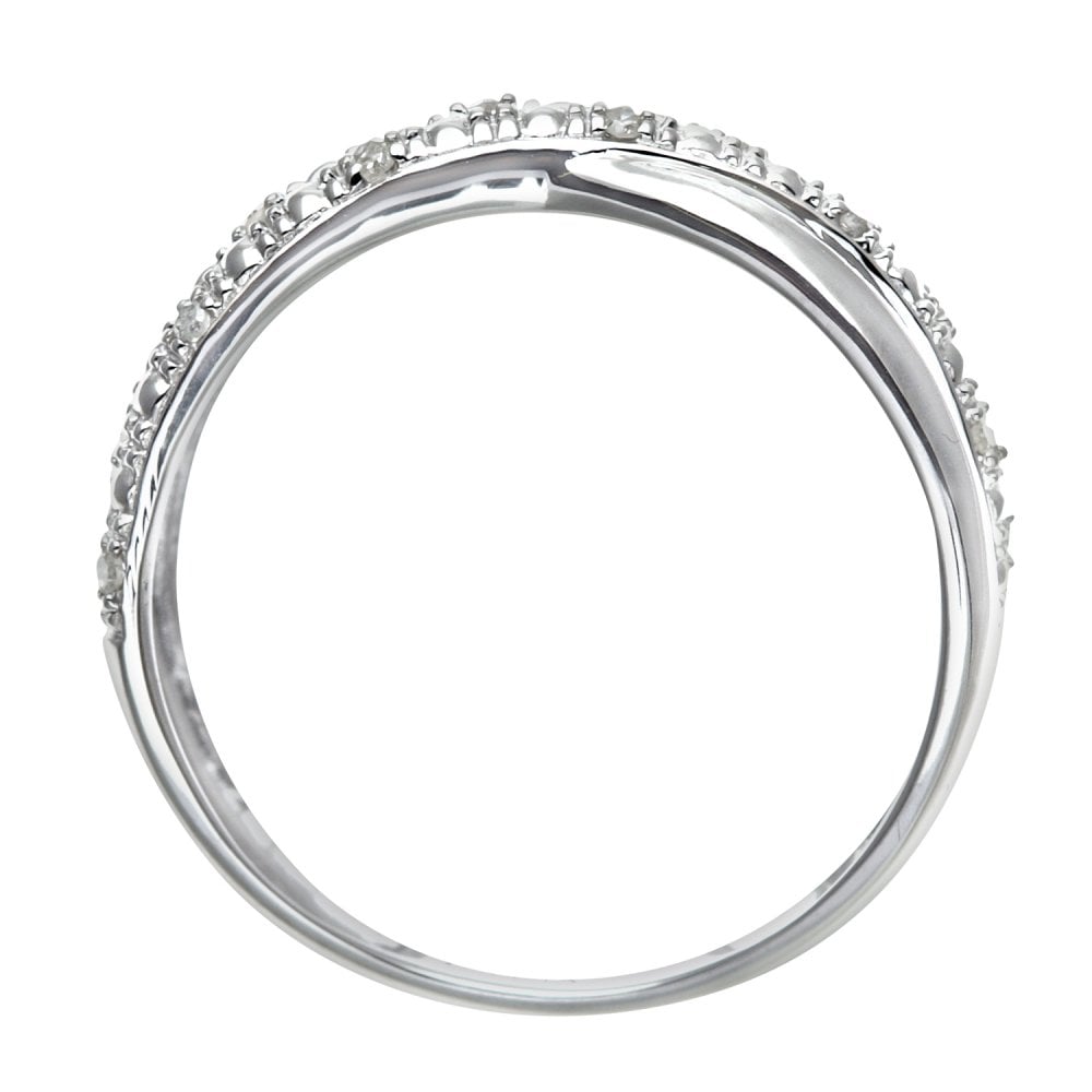 SPARKLD 9ct White Gold 0.05ct Diamond Kiss Ring