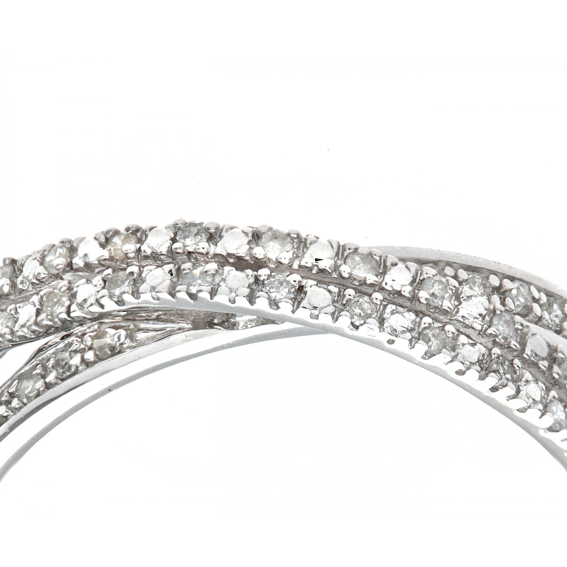 SPARKLD 9ct White Gold 0.15ct 2-Row Diamond Crossover Ring