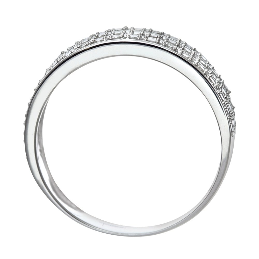 SPARKLD 9ct White Gold Quarter Carat Triple Row Diamond Half Eternity Ring