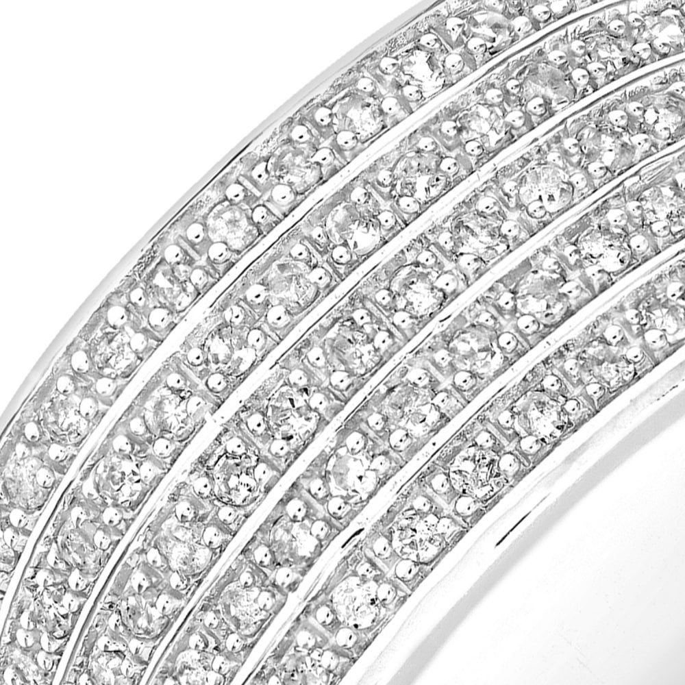 SPARKLD 9ct White Gold Half Carat Multi Row Diamond Half Eternity Ring