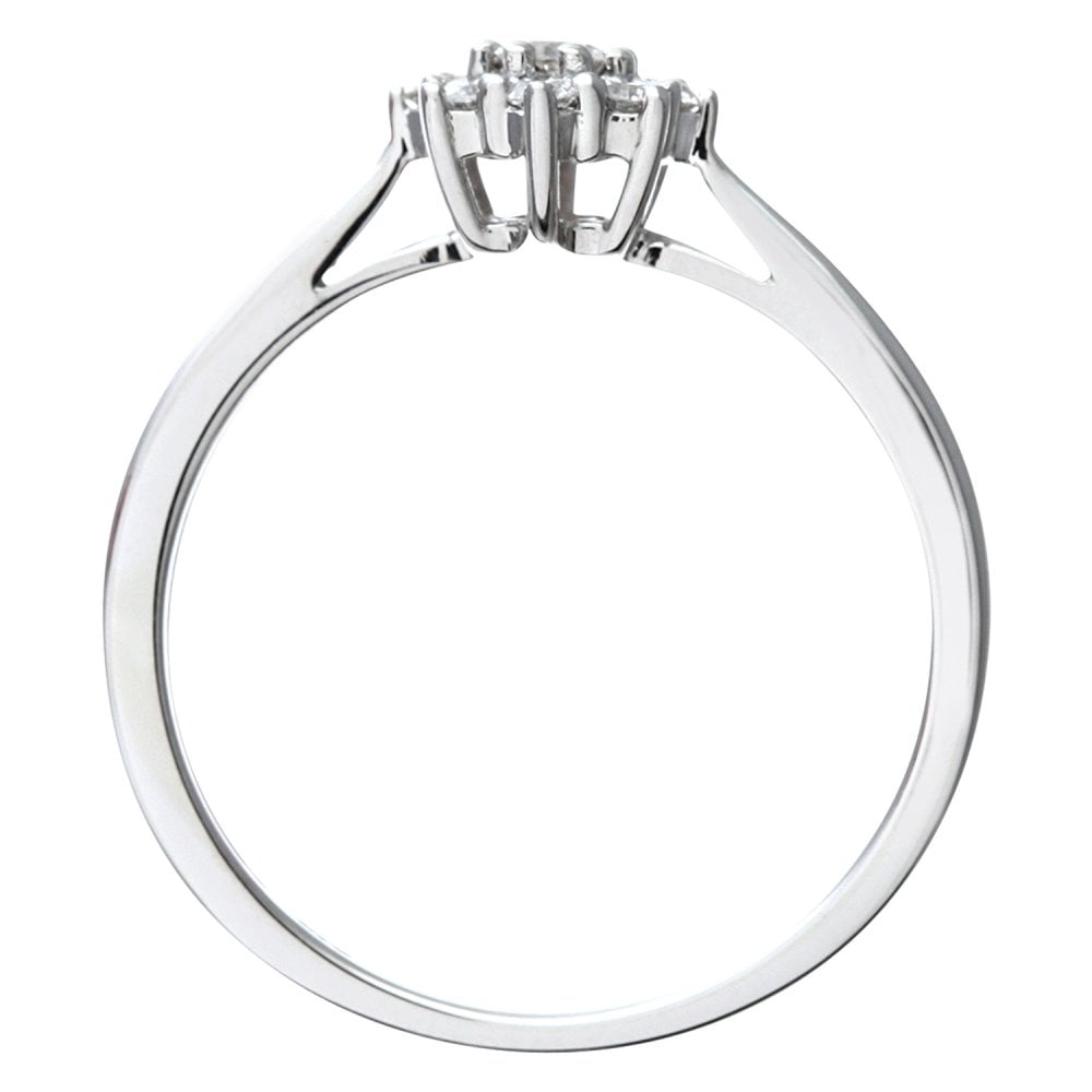 SPARKLD Round Brilliant 0.25ct I/I1 Certified Diamonds 9ct White Gold Cluster Ring