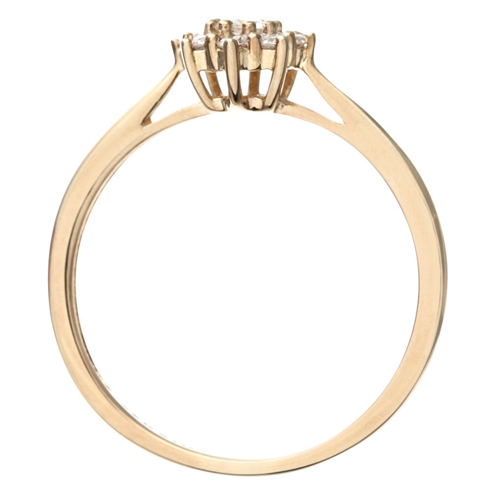 SPARKLD Round Brilliant 0.25ct I/I1 Certified Diamonds 9ct Yellow Gold Cluster Ring