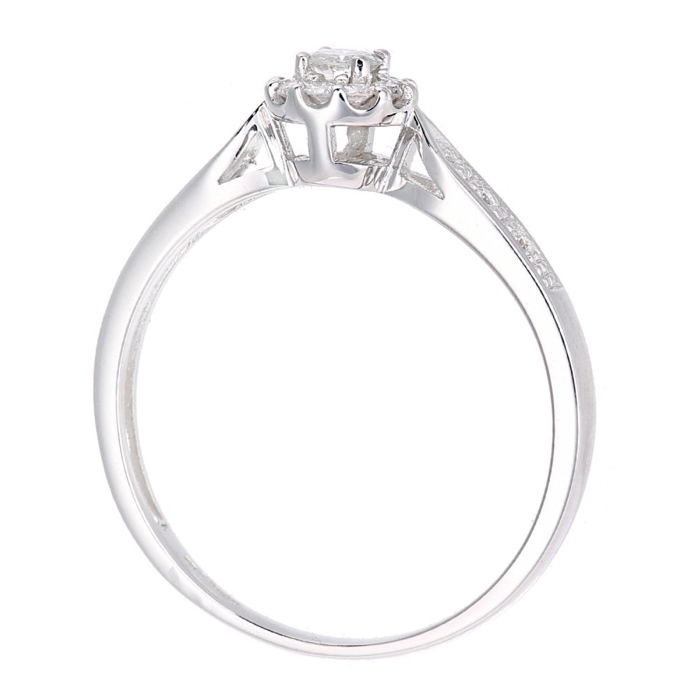 SPARKLD 9ct White Gold Round 0.25ct Halo Diamond Engagement Ring