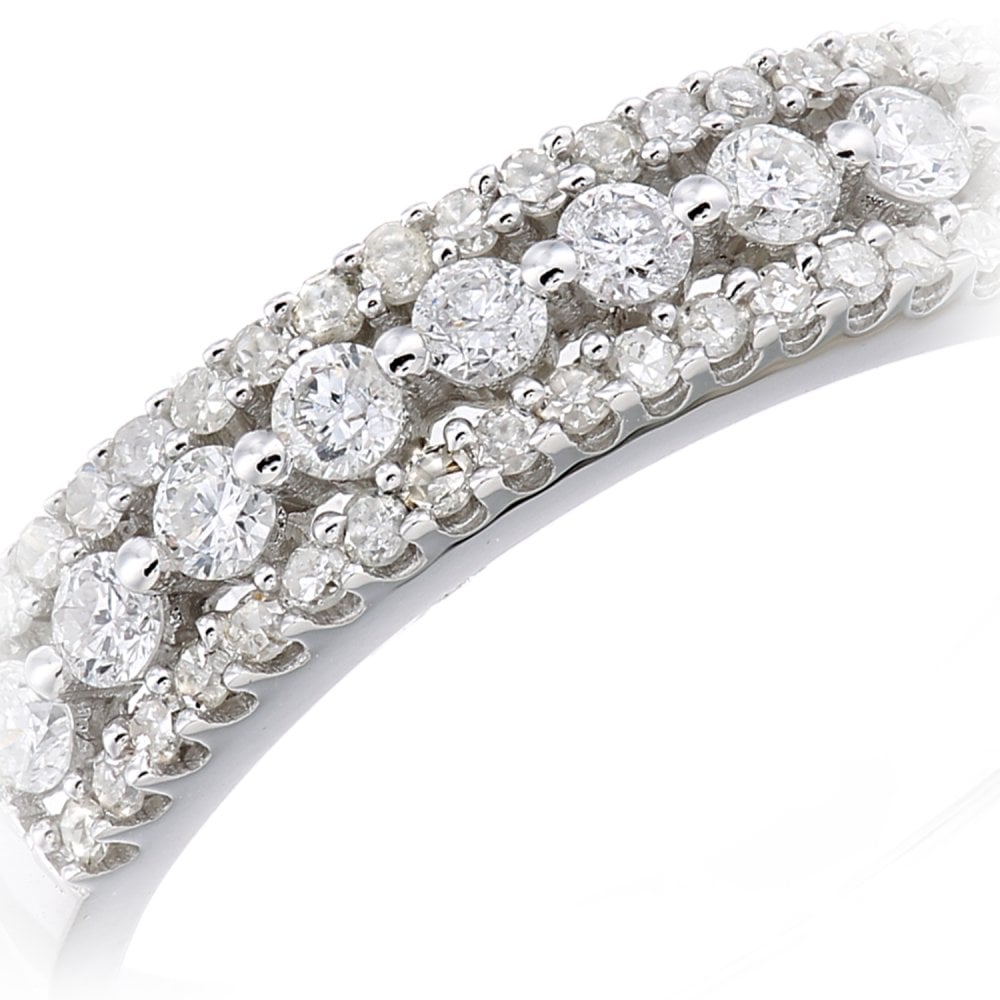 SPARKLD 9ct White Gold Women Round Diamond Ring