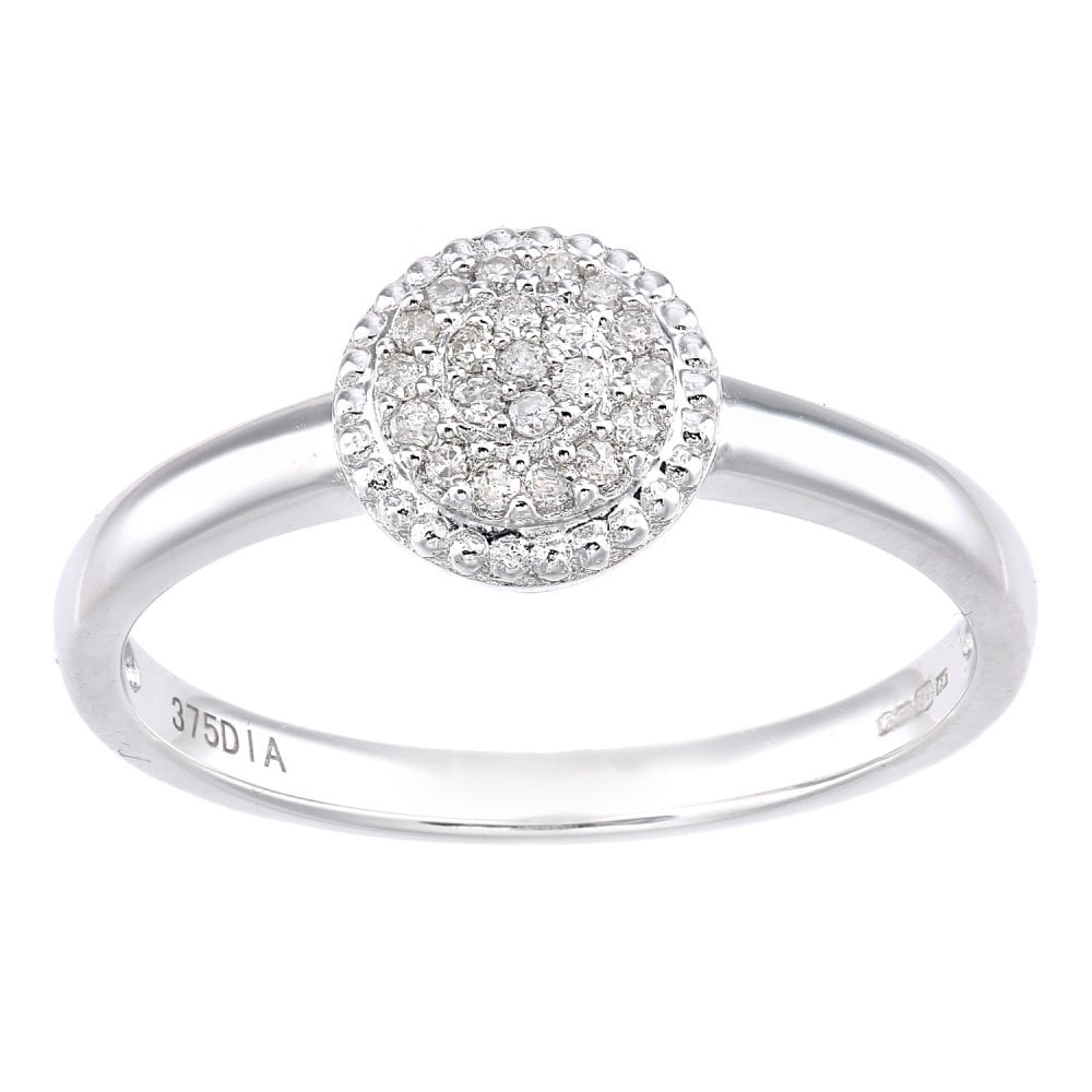 SPARKLD 9ct White Gold Halo Diamond Engagement Ring