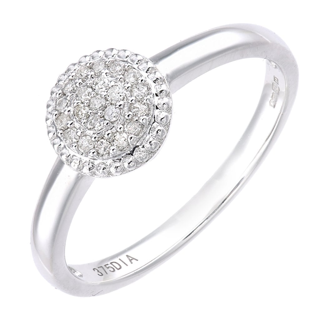 SPARKLD 9ct White Gold Halo Diamond Engagement Ring