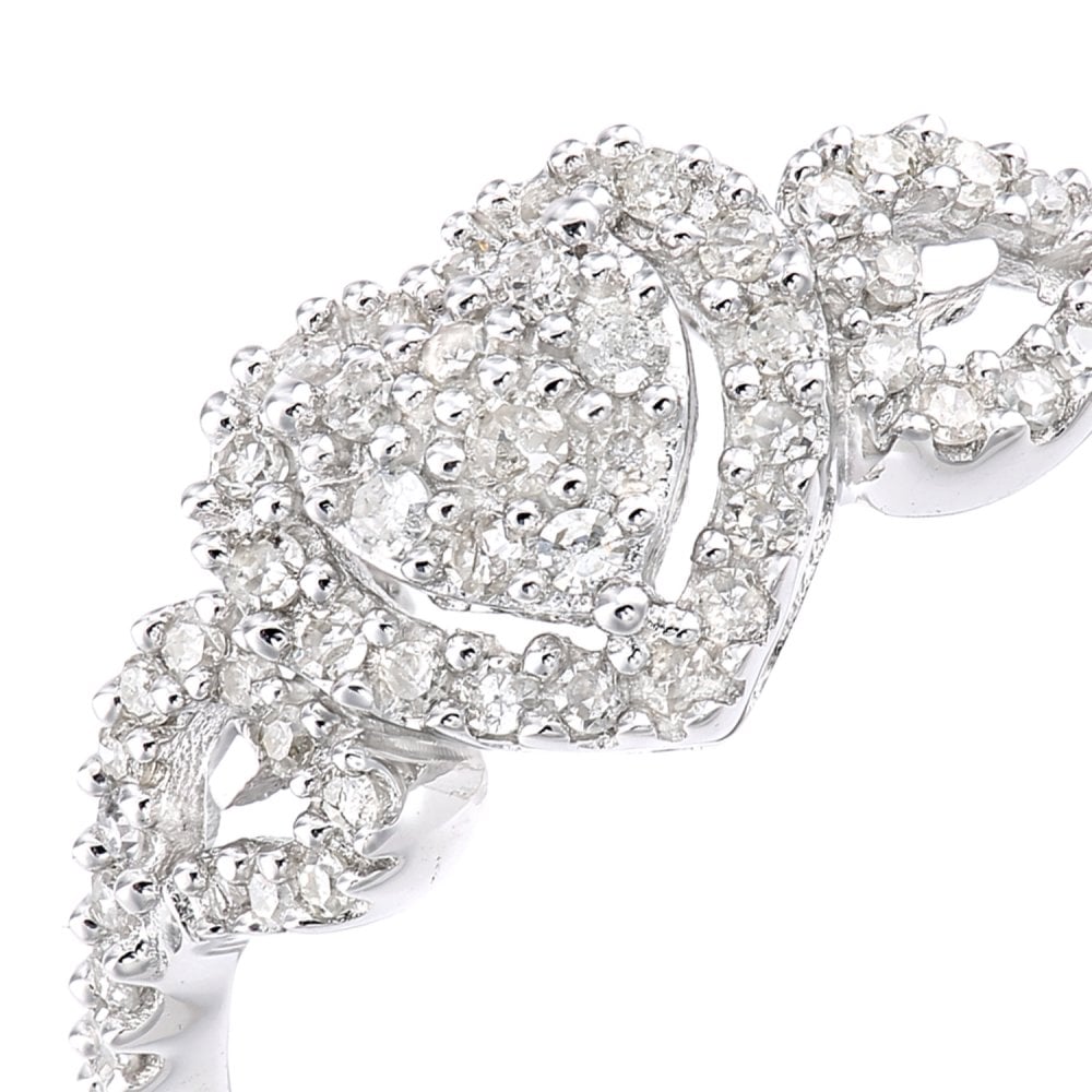 SPARKLD 9ct White Gold Heart 0.25ct Halo Diamond Engagement Ring