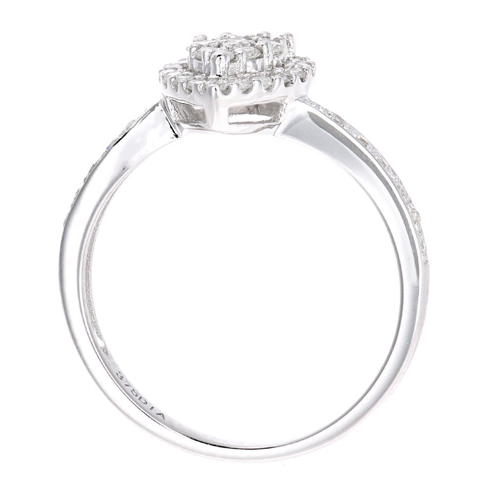 SPARKLD 9ct White Gold Teardrop Halo Diamond Engagement Ring