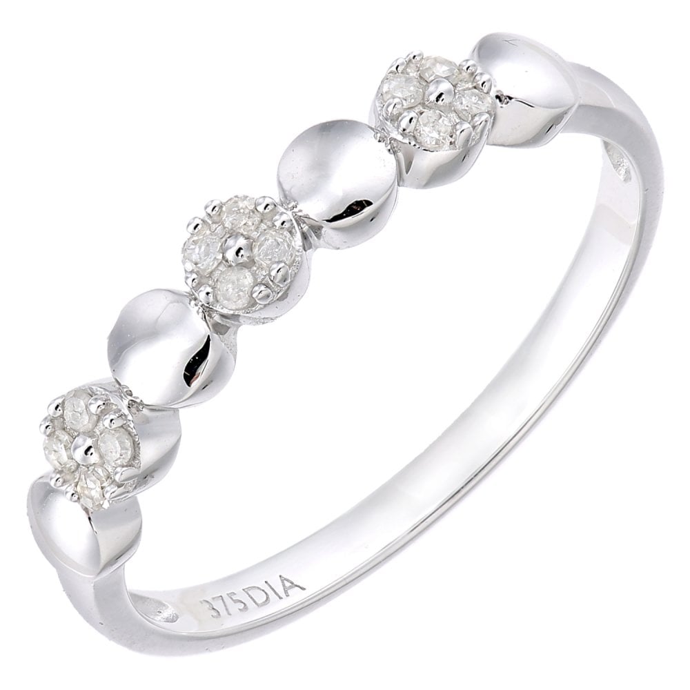 SPARKLD  9ct White Gold Women Round Diamond Ring