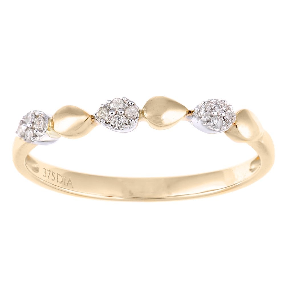 SPARKLD  9ct Yellow and White Gold Women Round Diamond Ring
