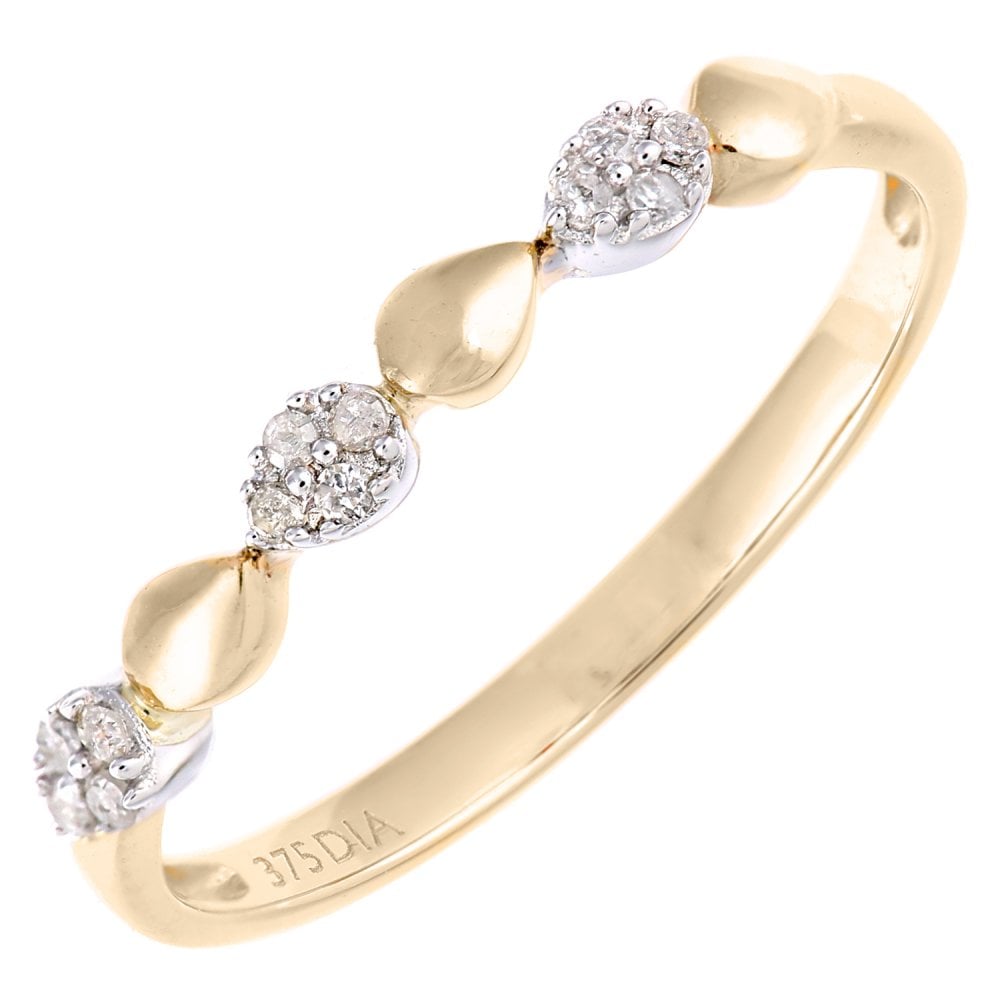 SPARKLD  9ct Yellow and White Gold Women Round Diamond Ring