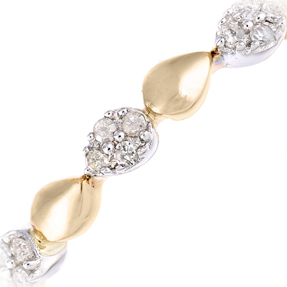 SPARKLD  9ct Yellow and White Gold Women Round Diamond Ring