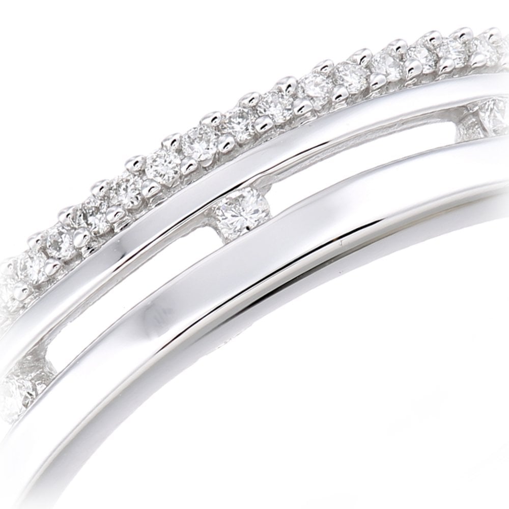SPARKLD 18ct White Gold Women Round Diamond Wedding Ring