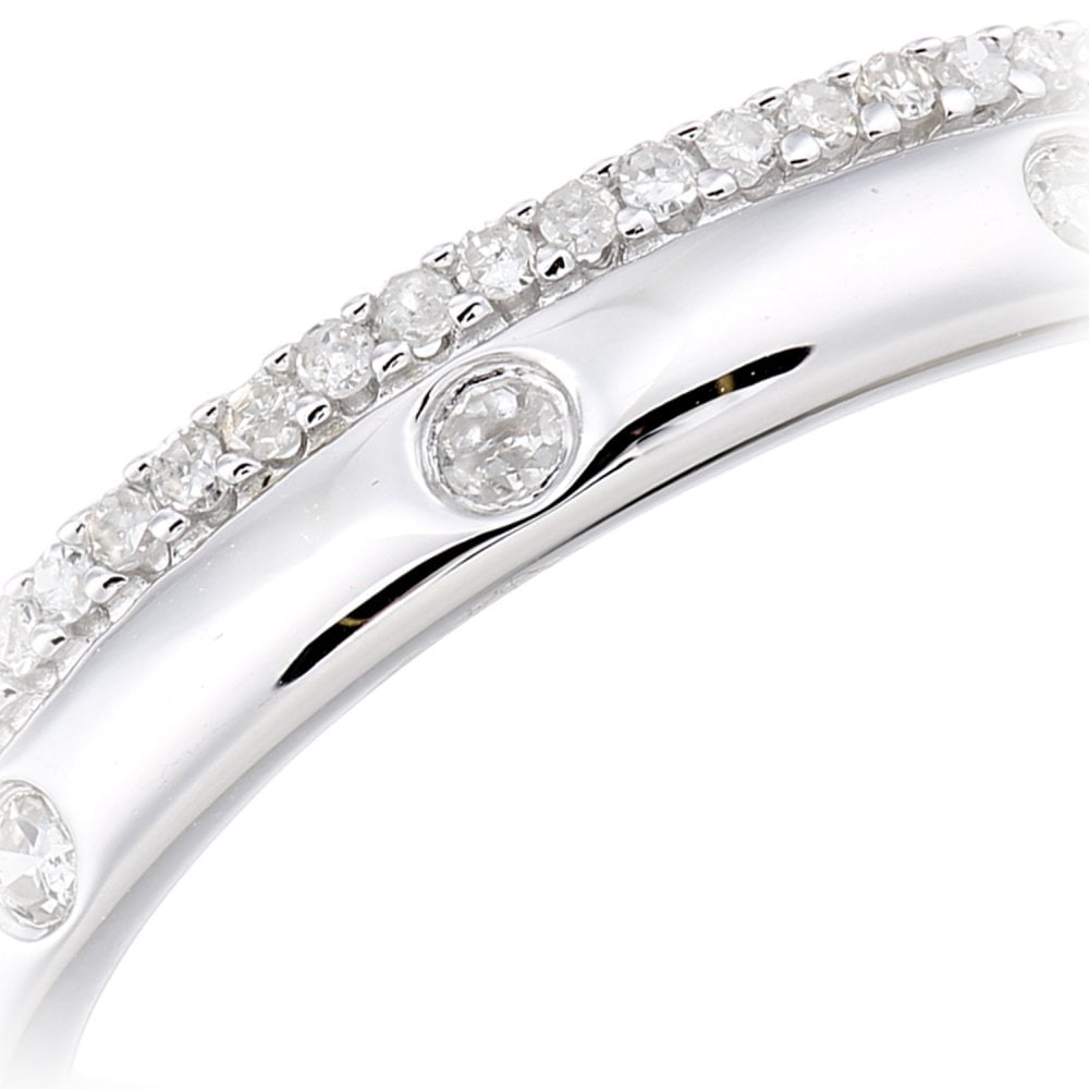 SPARKLD  9ct White Gold Women Round Diamond Wedding Ring