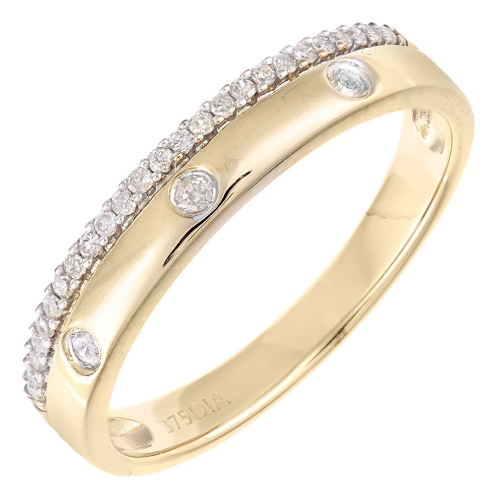 SPARKLD  9ct White Gold Women Round Diamond Wedding Ring