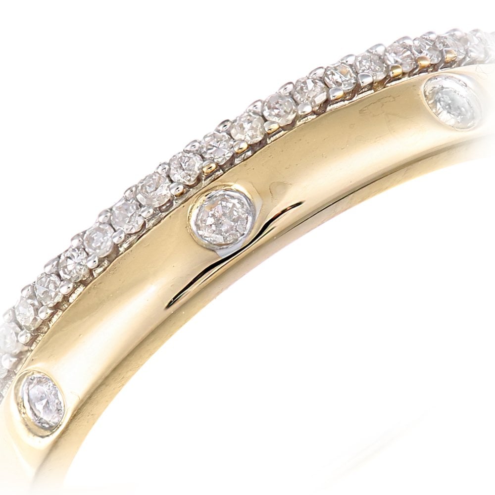 SPARKLD  9ct White Gold Women Round Diamond Wedding Ring