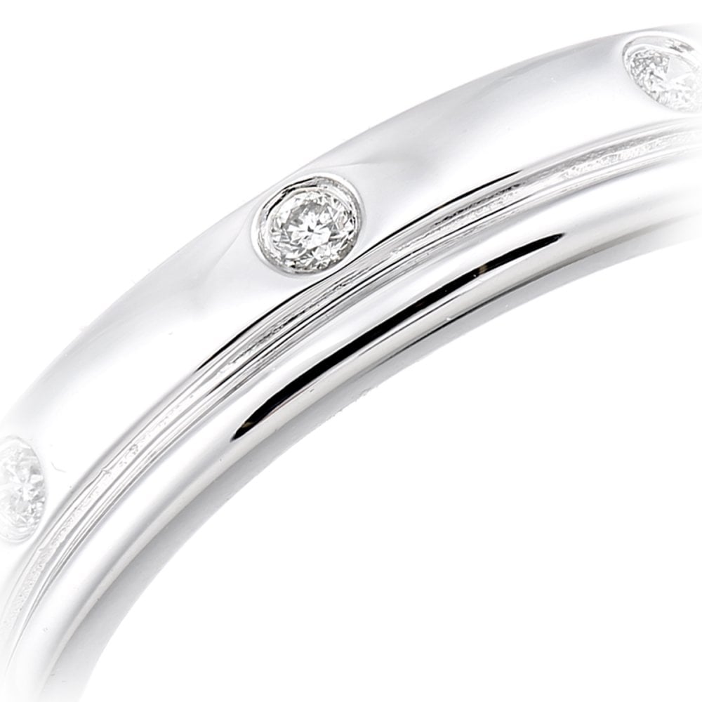 SPARKLD  9ct White Gold Women Round Diamond Wedding Ring