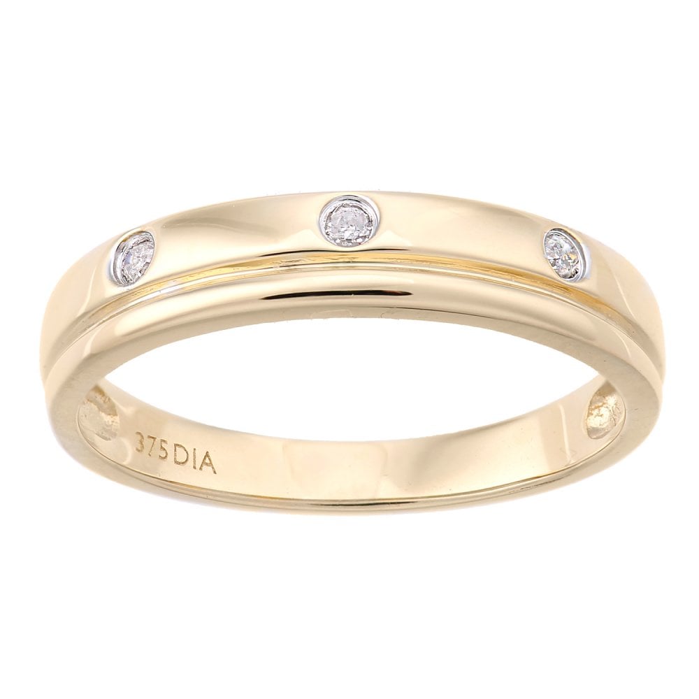 SPARKLD  9ct Yellow Gold Women Round Diamond Wedding Ring