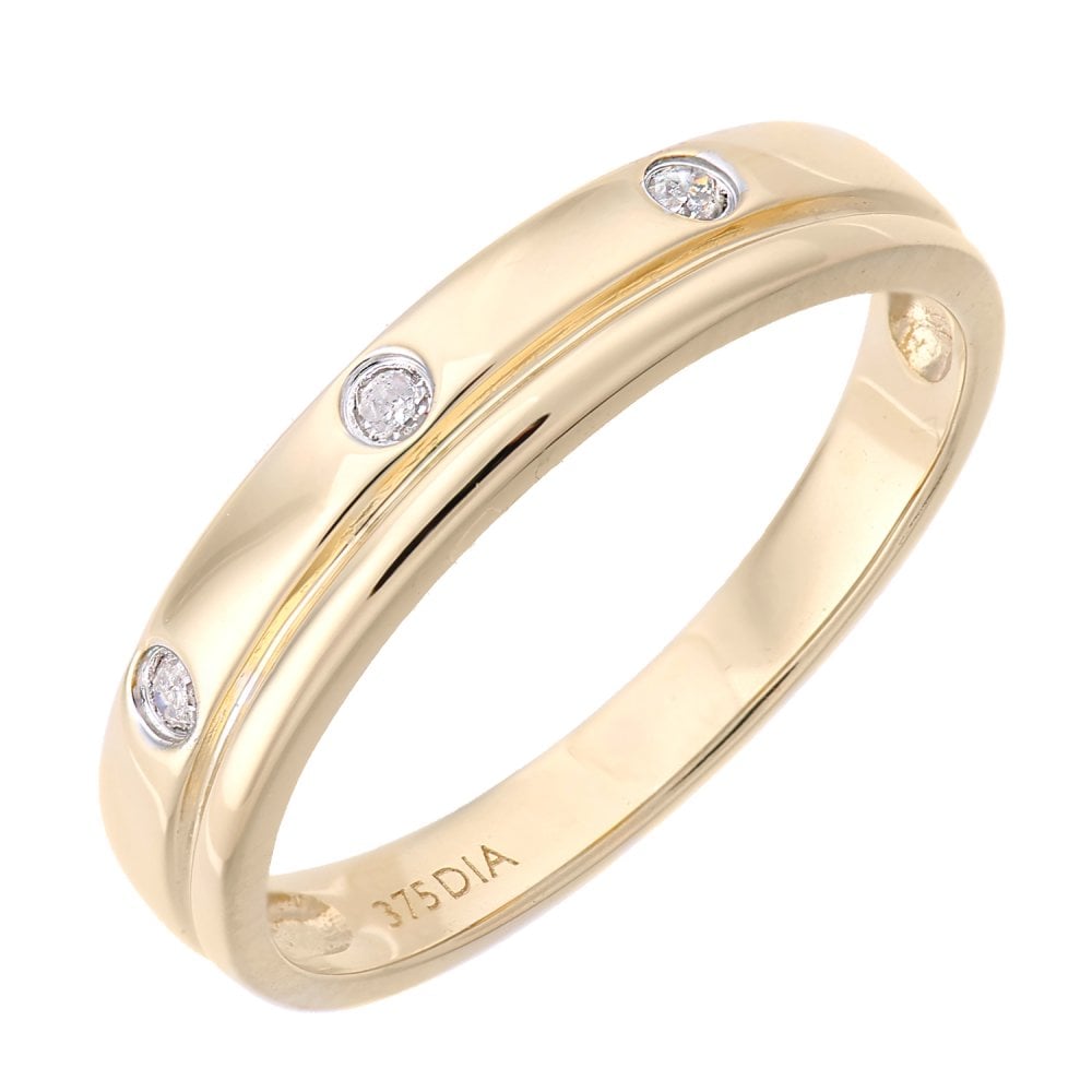 SPARKLD  9ct Yellow Gold Women Round Diamond Wedding Ring