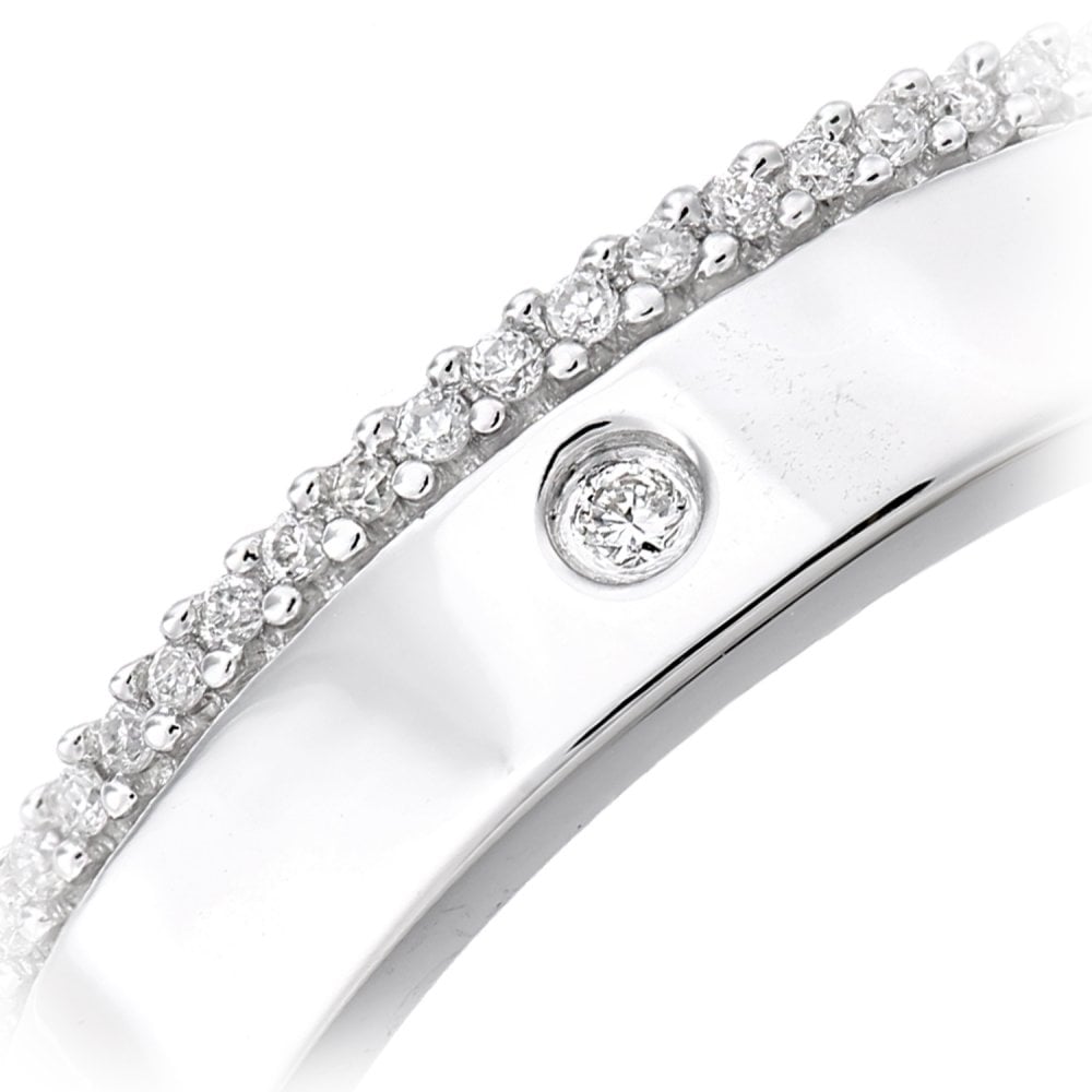 SPARKLD  9ct White Gold Women Round Diamond Wedding Ring
