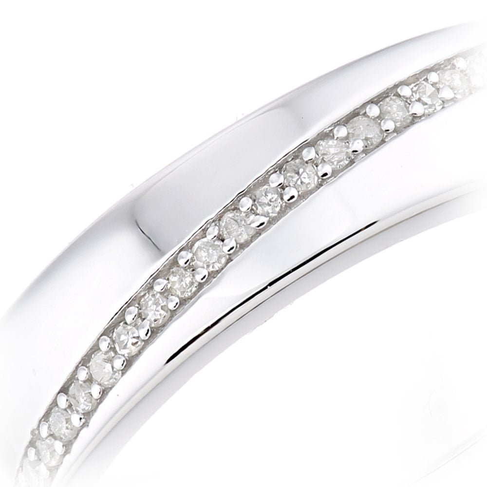 SPARKLD  9ct White Gold Women Round Diamond Wedding Ring