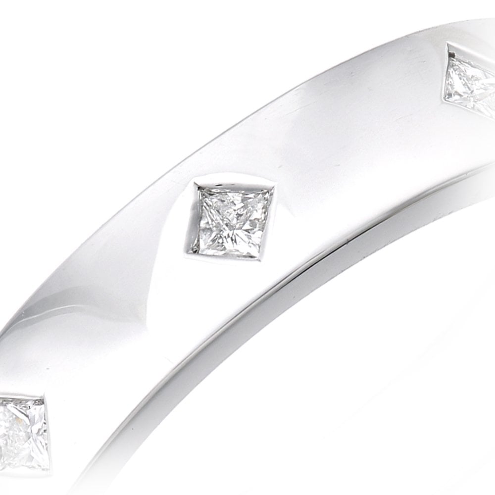 SPARKLD  9ct White Gold Women Princess Diamond Wedding Ring