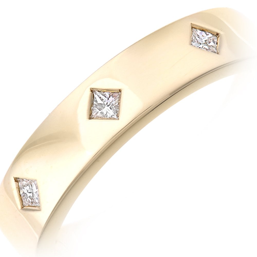 SPARKLD  9ct White Gold Women Princess Diamond Wedding Ring