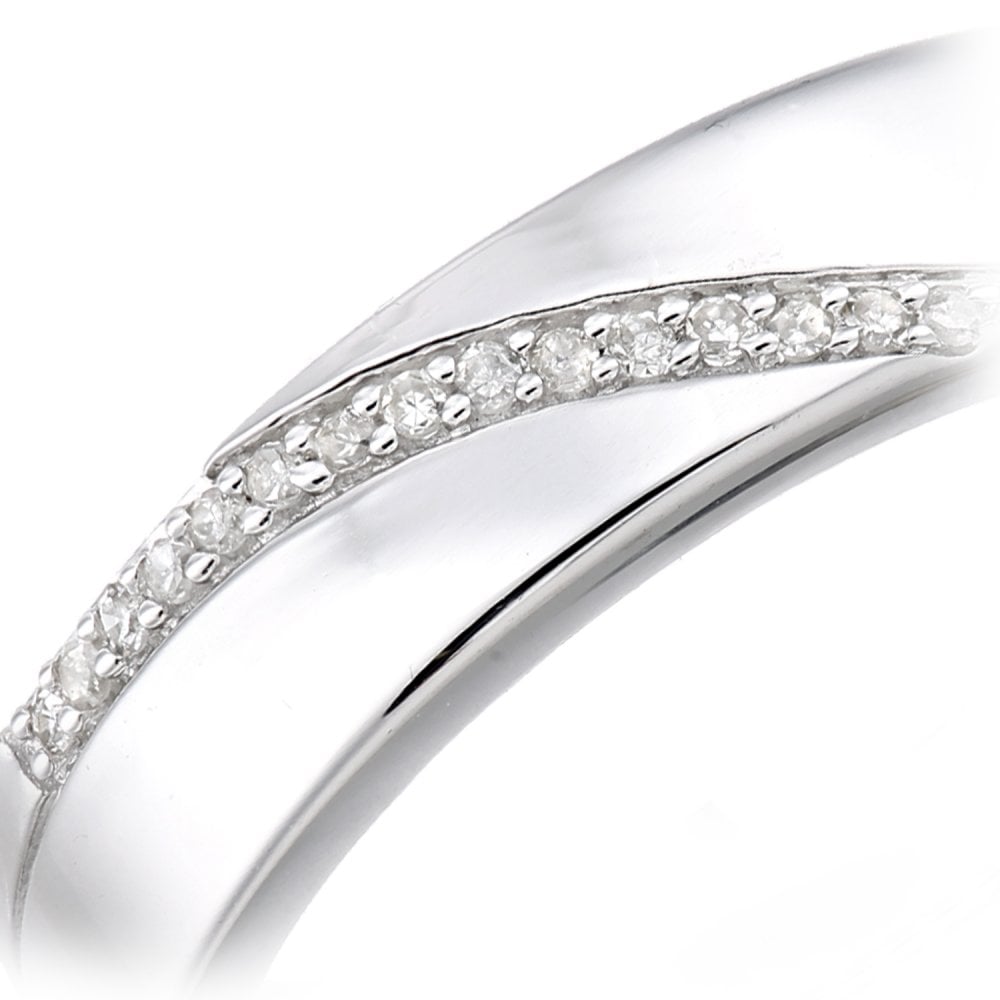 SPARKLD  9ct White Gold Women Round Diamond Wedding Ring