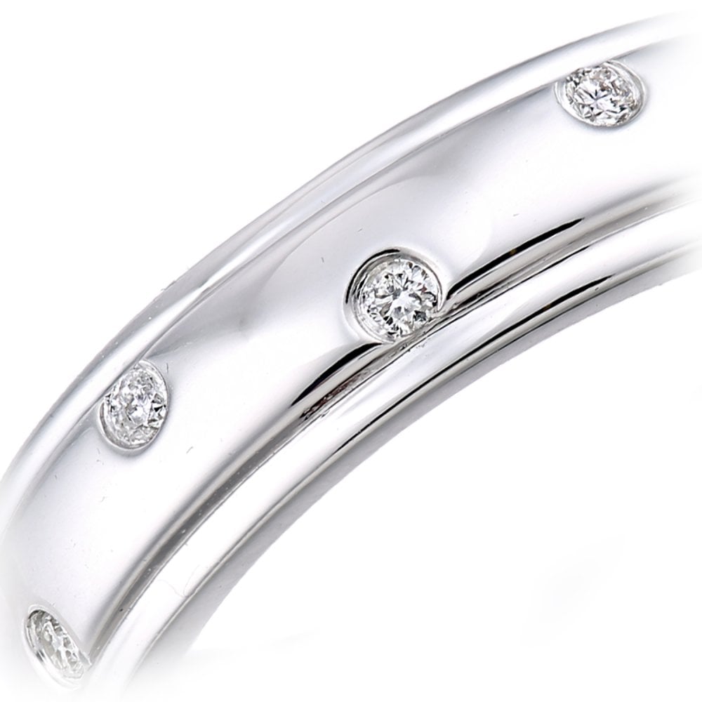 SPARKLD  9ct White Gold Women Round Diamond Wedding Ring