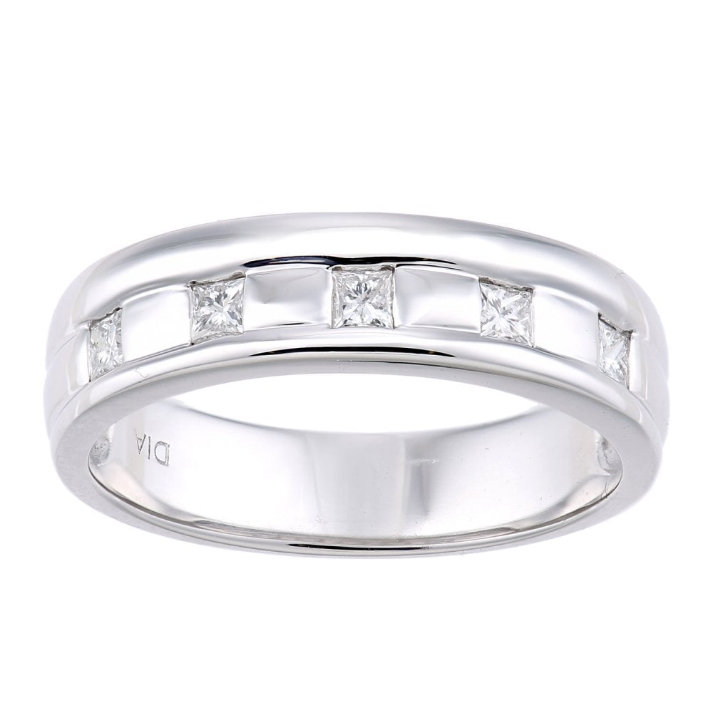 SPARKLD  9ct White Gold Women Princess Diamond Wedding Ring