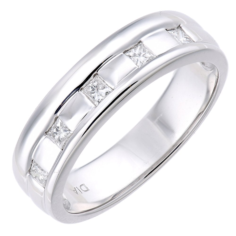 SPARKLD  9ct White Gold Women Princess Diamond Wedding Ring