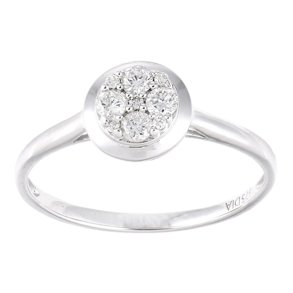 SPARKLD  9ct White Gold Women Round Diamond Engagement Ring