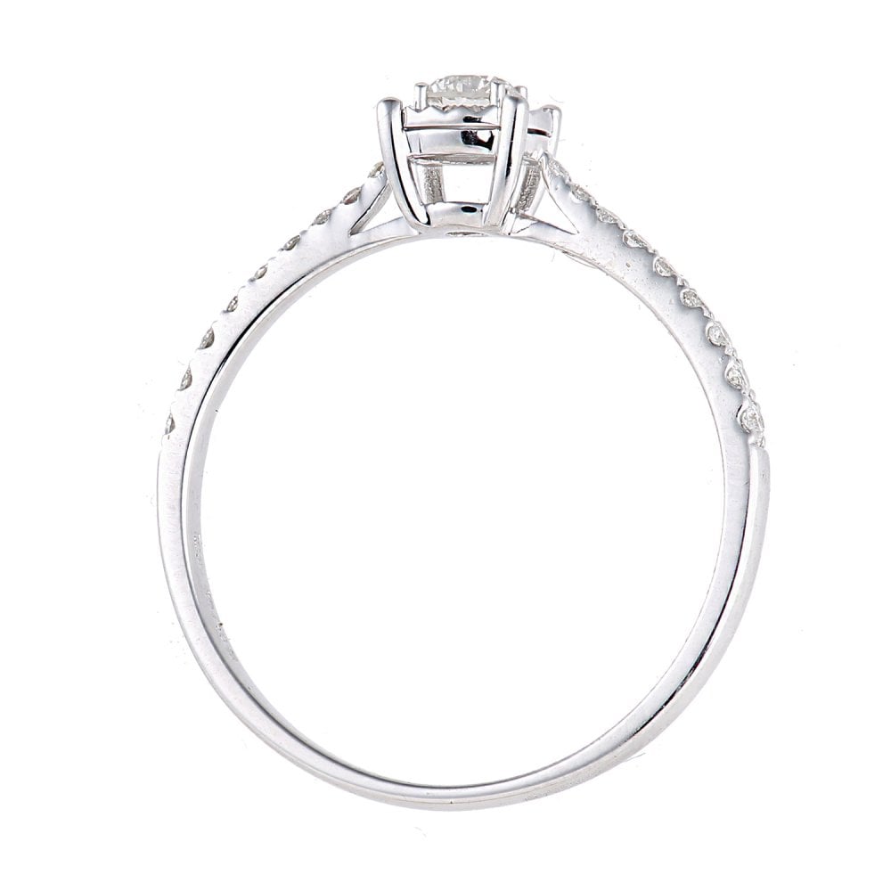 SPARKLD 18ct White Gold Women Round Diamond Engagement Halo Ring