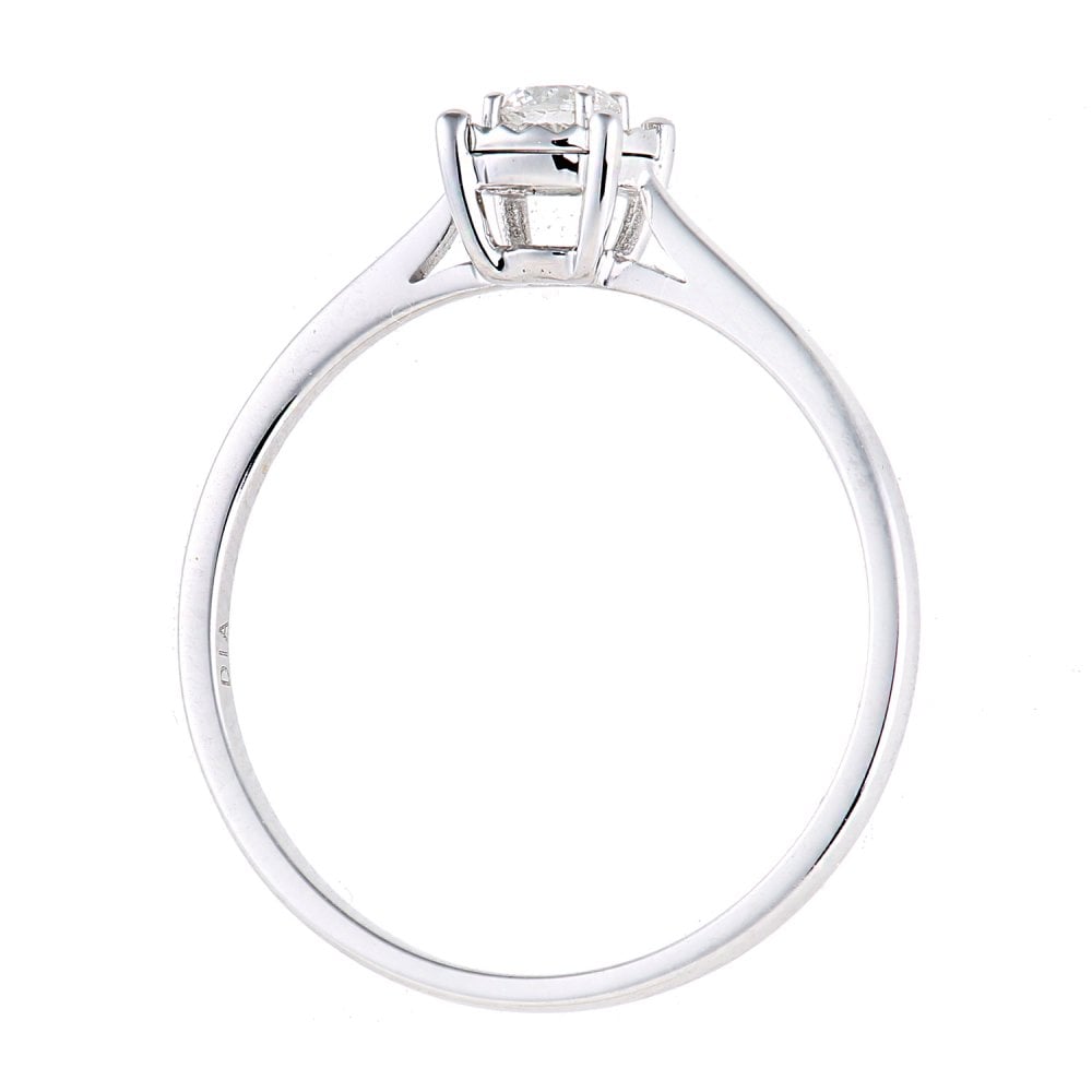 SPARKLD 18ct White Gold Women Round Diamond Engagement Halo Ring