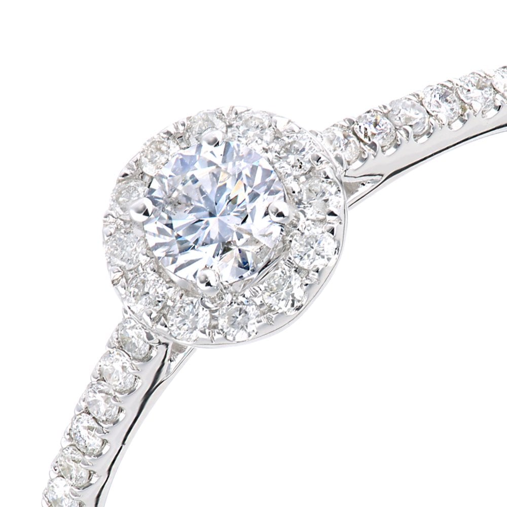 SPARKLD 9ct white Gold Women Round Diamond Engagement Halo Ring
