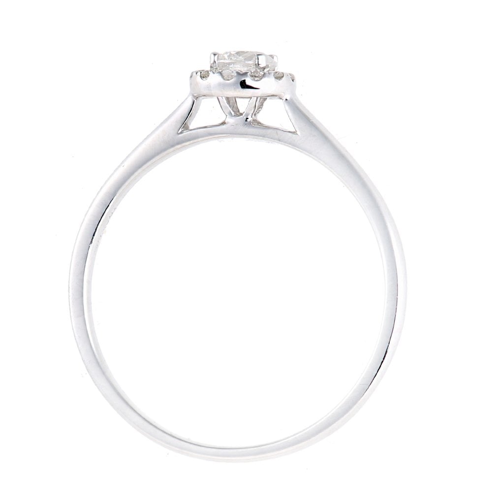 SPARKLD 9ct white Gold Women Round Diamond Engagement Halo Ring