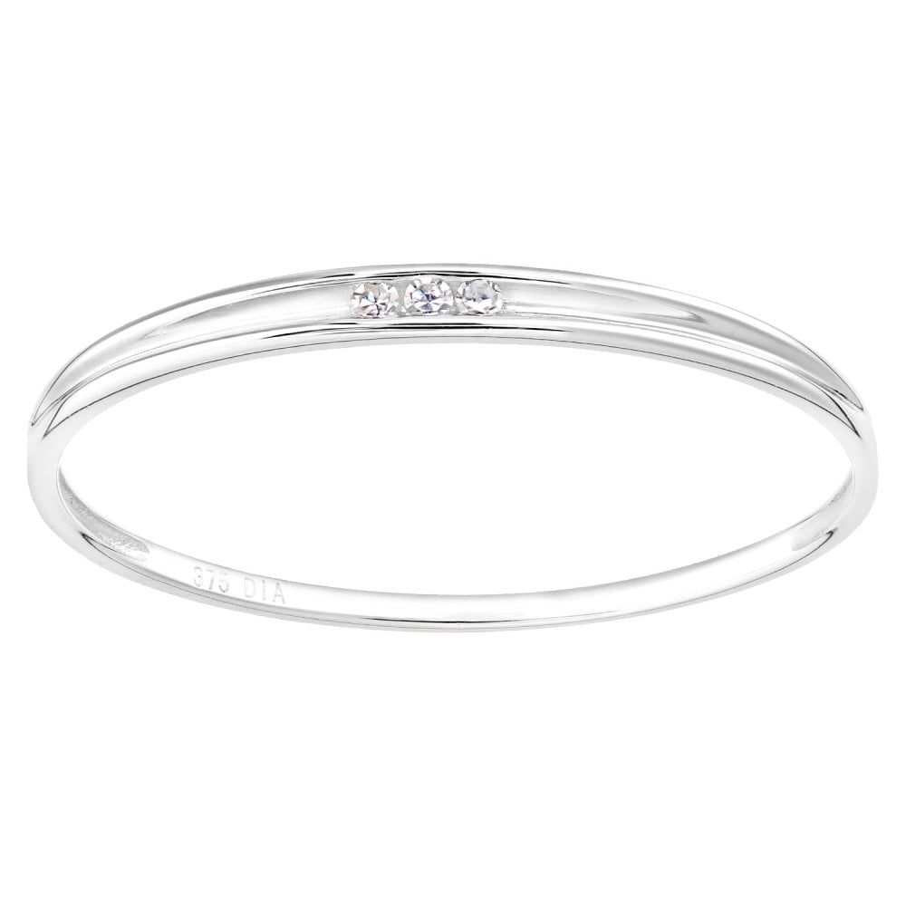 SPARKLD 9ct White Gold Diamond Trilogy Ring