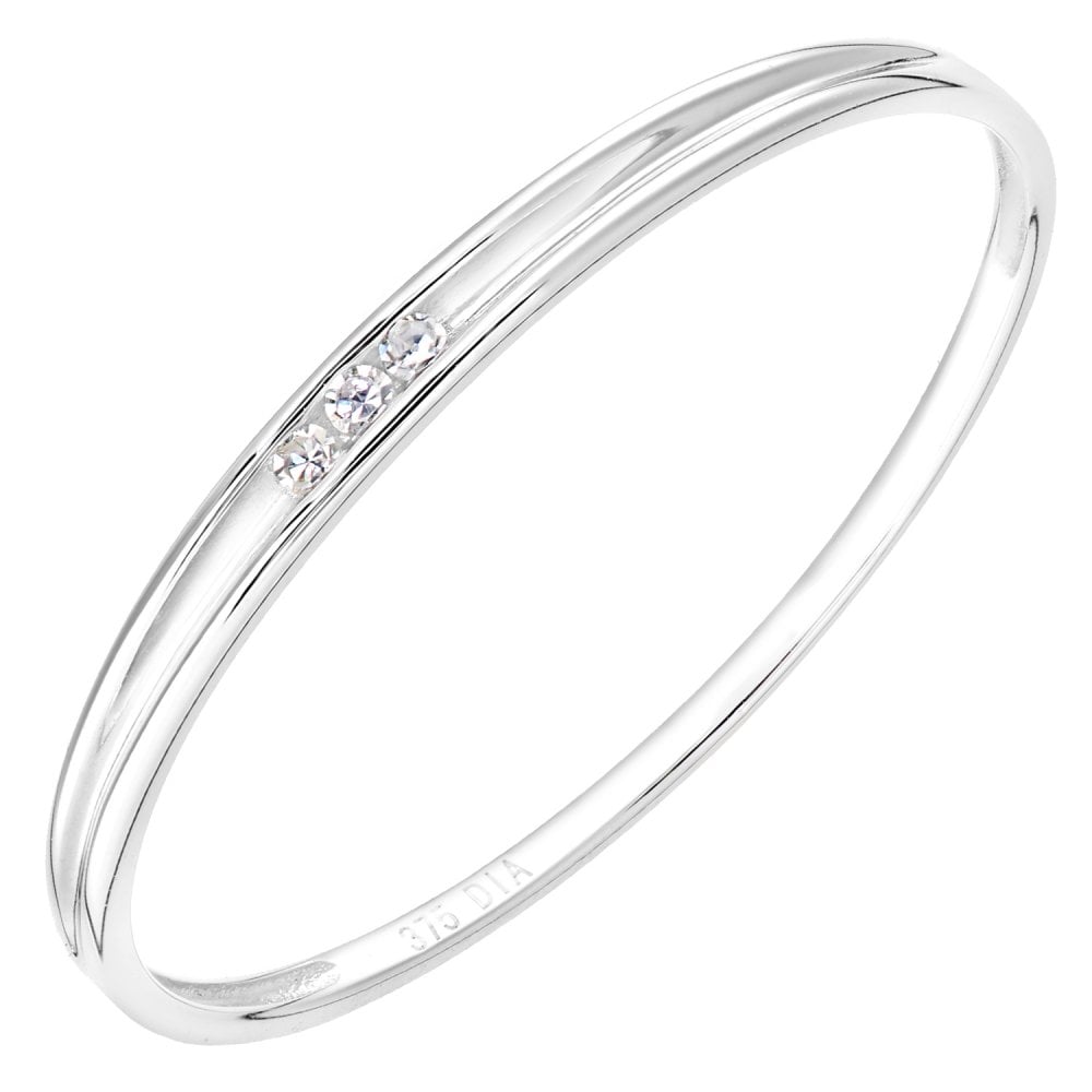 SPARKLD 9ct White Gold Diamond Trilogy Ring