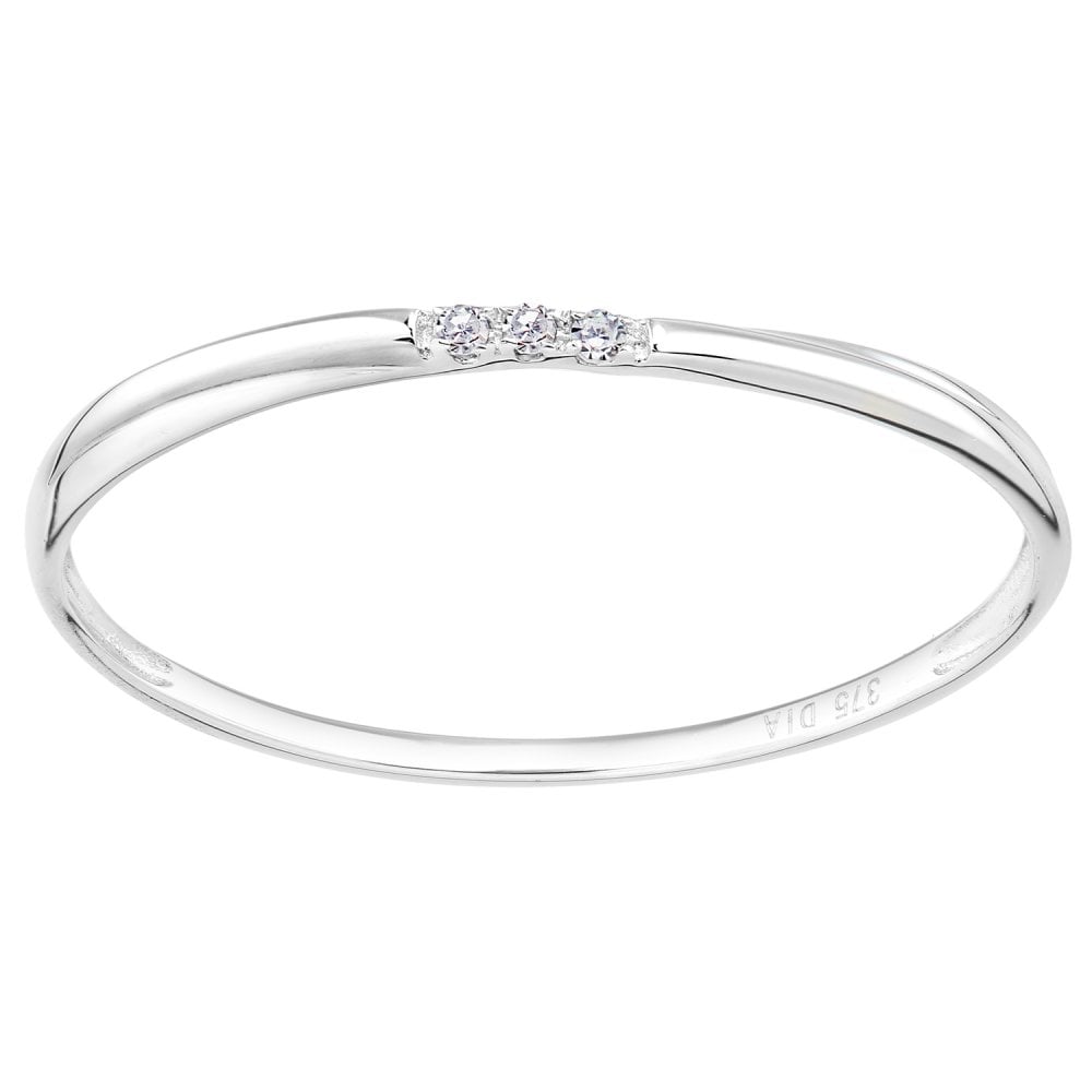 SPARKLD 9ct White Gold Diamond Trilogy Ring