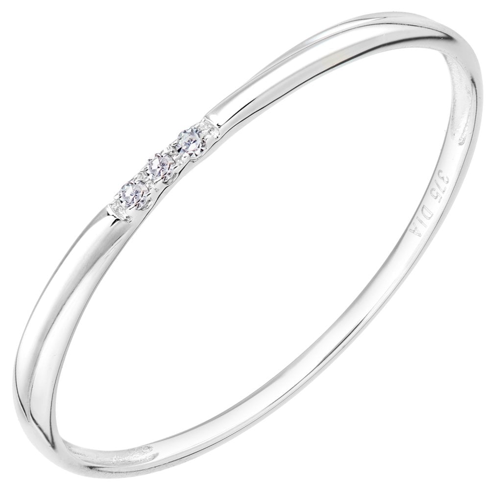 SPARKLD 9ct White Gold Diamond Trilogy Ring
