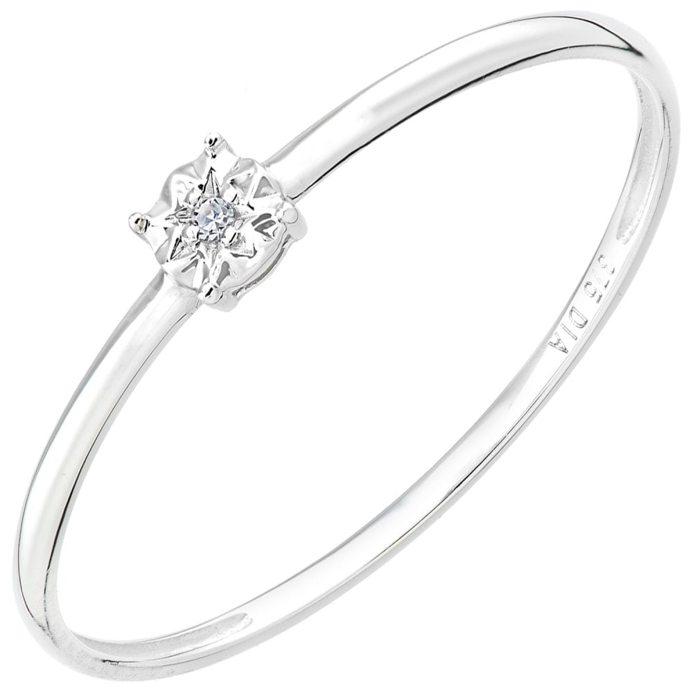 SPARKLD 9ct White Gold Diamond Engagement Ring