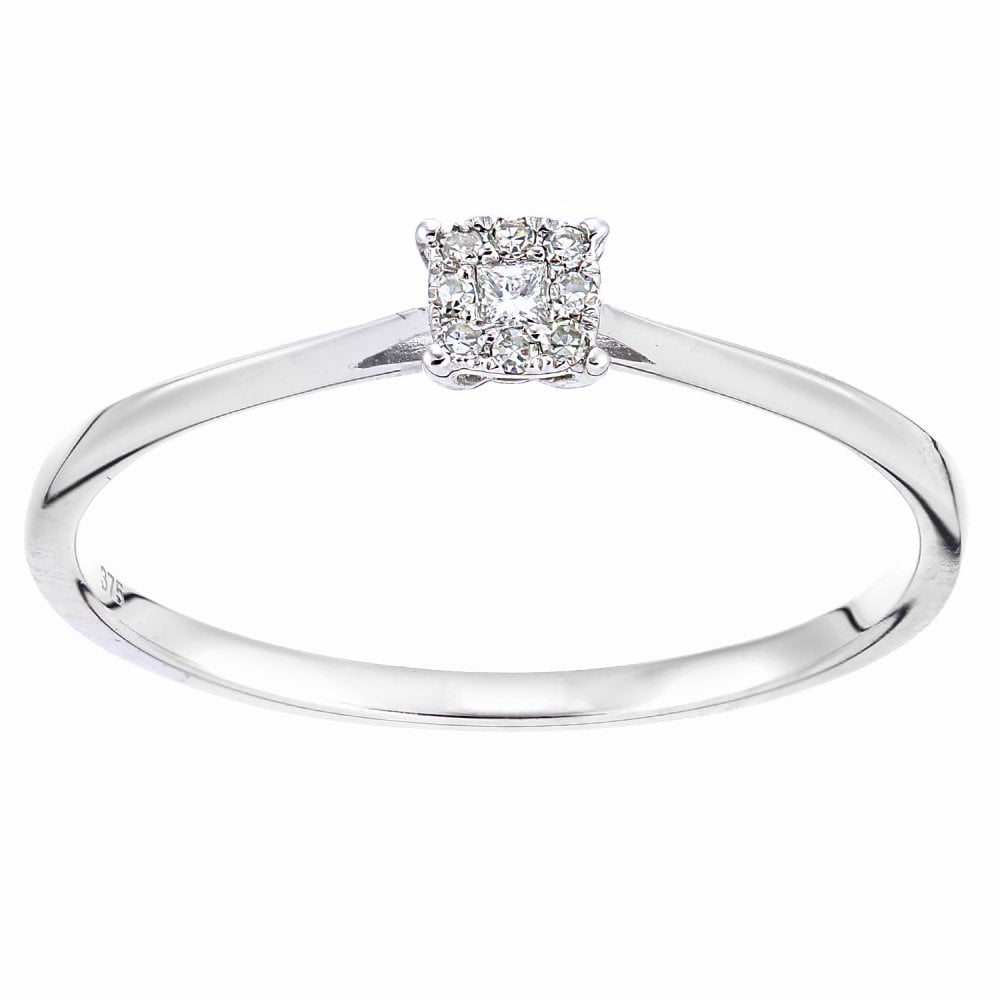 SPARKLD Women 9ct (375) White Diamond Engagement Ring