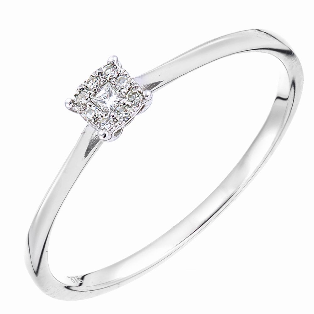 SPARKLD Women 9ct (375) White Diamond Engagement Ring