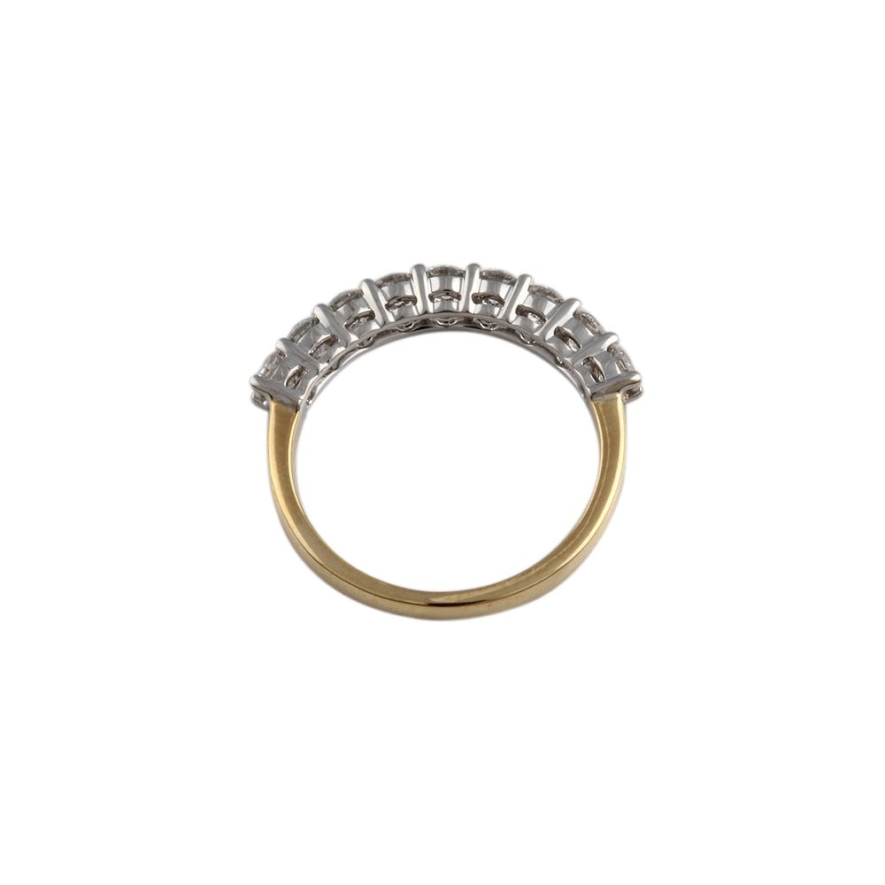 Yellow and White Gold 0.70ct Round Brilliant Diamond Nine Stone Half Eternity Ring