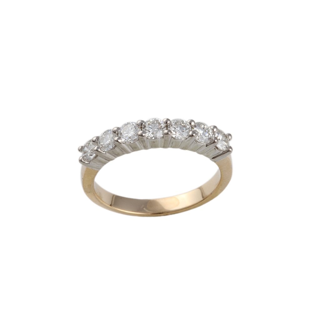 Yellow and White Gold 0.70ct Round Brilliant Diamond Seven Stone Half Eternity Ring