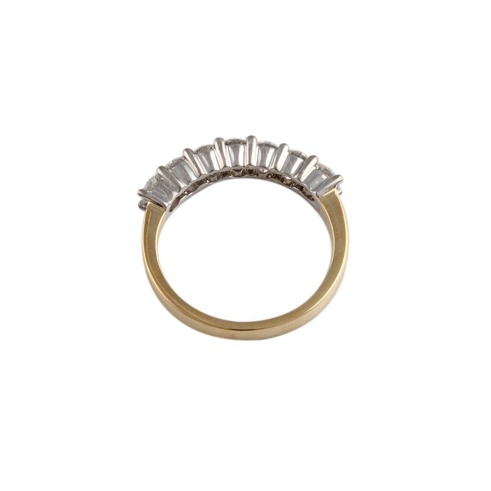 Yellow and White Gold 0.90ct Round Brilliant Diamond Seven Stone Half Eternity Ring