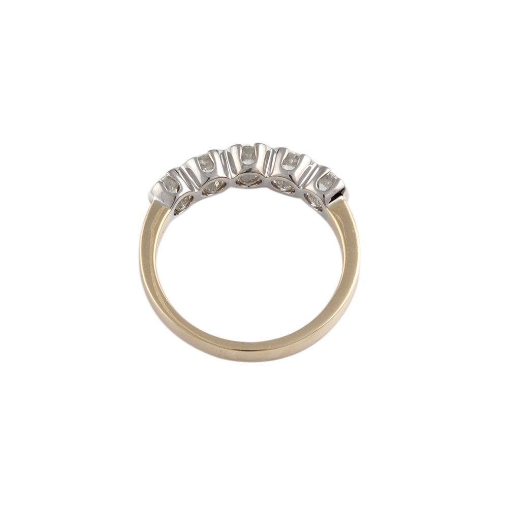 Yellow and White Gold 0.70ct Round Brilliant Diamond Five Stone Half Eternity Ring